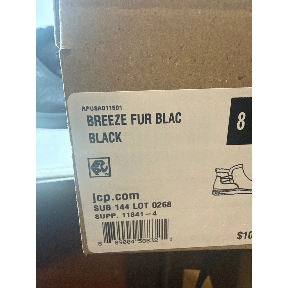 Clarks Breeze Fur Black Faux Fur Trim Ankle Boots Womens Size 8.5